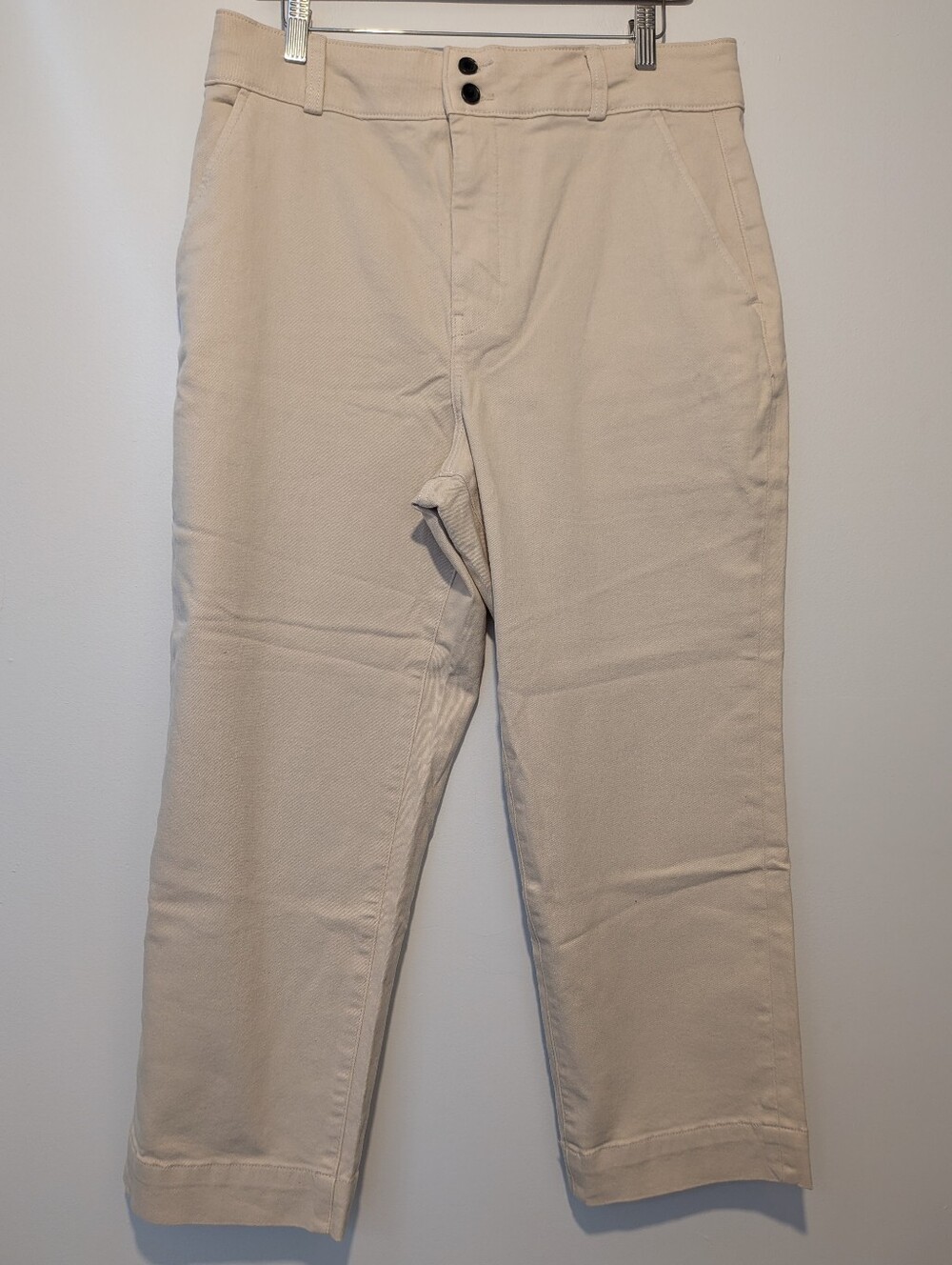 Everlane Organic Cotton Straight Leg Cropped Pants Ivory Ecru Size 14